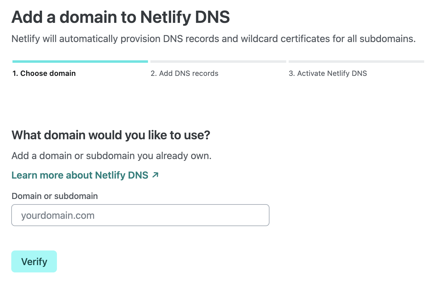 Add a domain to Netlify DNS